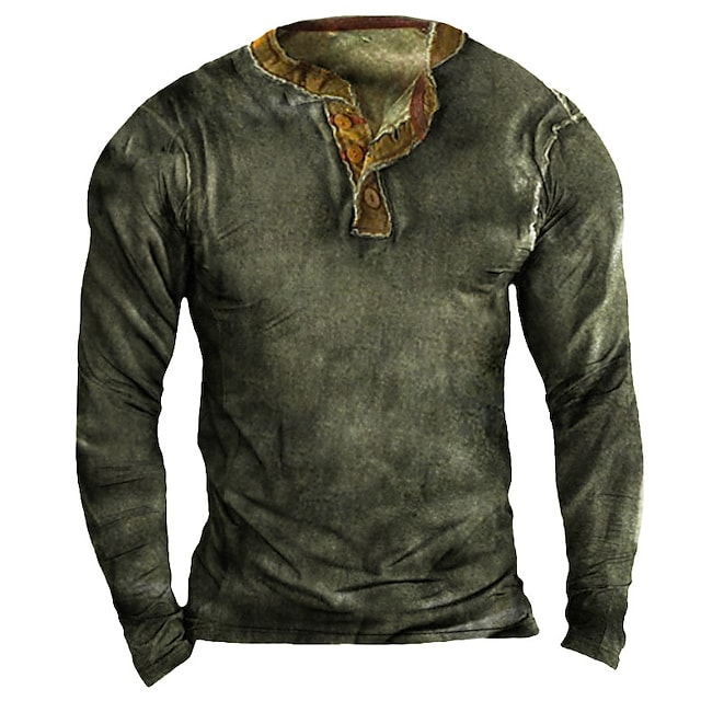 Men's Hiking Shirt / Button Down Shirts Henley Shirt Tee Tshirt Top Outdoor Breathable Lightweight Soft Comfortable Spring Summer Dark Green Fishing Climbing Running #9008408