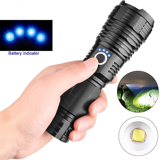 xhp50 LED Flashlights / Torch Waterproof 3000 lm LED LED 1 Emitters 5 Mode with USB Cable Waterproof Professional Durable Creepy Camping / Hiking / Caving Everyday Use Cycling / Bike USB Natural #7986015