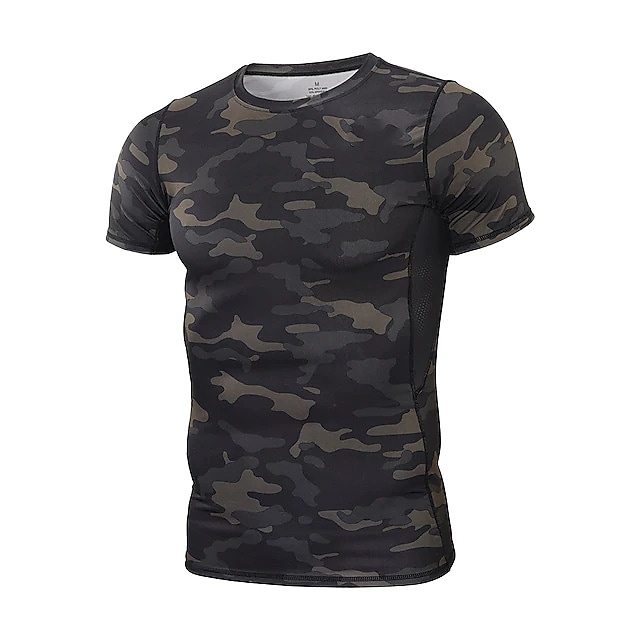 Men's Hiking Tee shirt Hunting T-shirt Tee shirt Camouflage Hunting T-shirt Camo Short Sleeve Outdoor Summer Ultra Light (UL) Quick Dry Breathable Sweat wicking Top Polyester Camping / Hiking Hunting #8519335