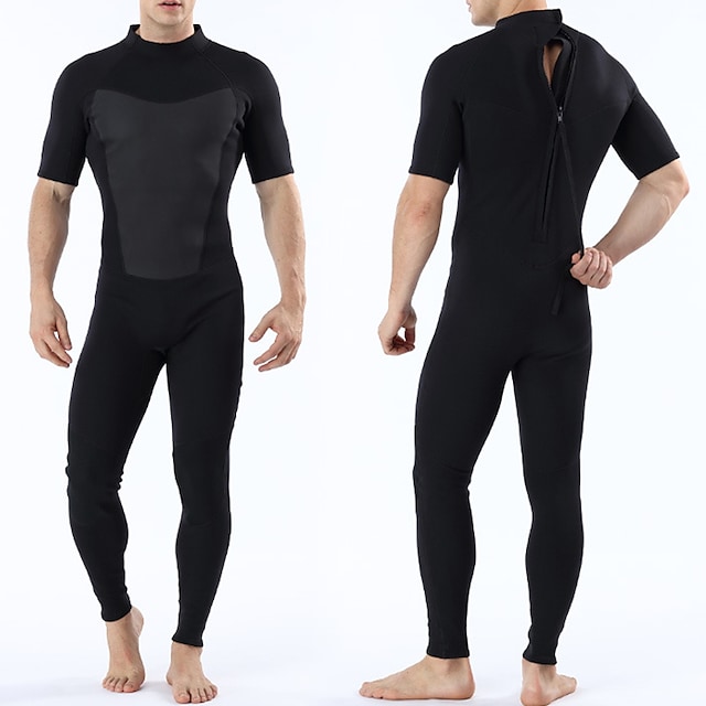 MYLEDI Men's Full Wetsuit 2mm SCR Neoprene Diving Suit Windproof Anatomic Design Stretchy Half Sleeve Back Zip - Swimming Diving Surfing Multisport Patchwork Autumn / Fall Winter Spring / Summer #7973788