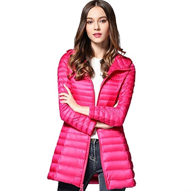 womens hoodie down jacket lightweight slim fit puffer packable padded jacket coat windproof outwear autumn and winter rose #8385134