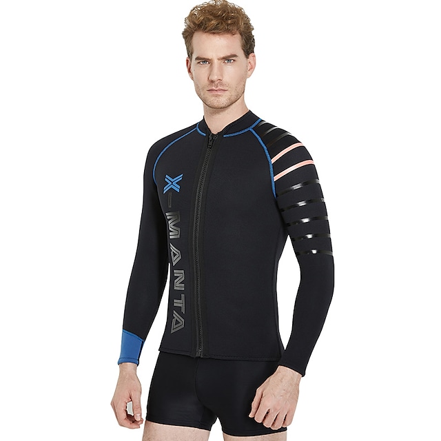 Men's Wetsuit Top Wetsuit Jacket 3mm Nylon Neoprene Top Thermal Warm Quick Dry Long Sleeve Swimming Diving Surfing Solid Colored #5526093