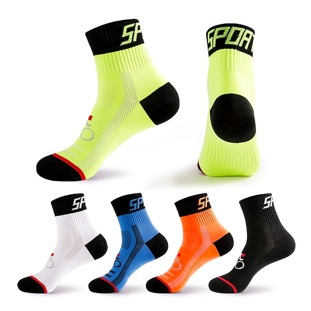 Compression Socks Athletic Sports Socks Crew Socks Cycling Socks Men's Football / Soccer Cycling / Bike Breathable Wearable 1 Pair Winter Solid Color Chinlon Black White Orange M L XL #5298265