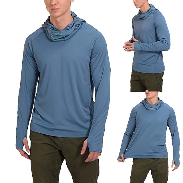 Men's Fishing Shirt Outdoor Breathable Sweat wicking Spring Summer Pullover Cotton Long Sleeve Hunting Fishing Hiking Blue Black Grey #8994330