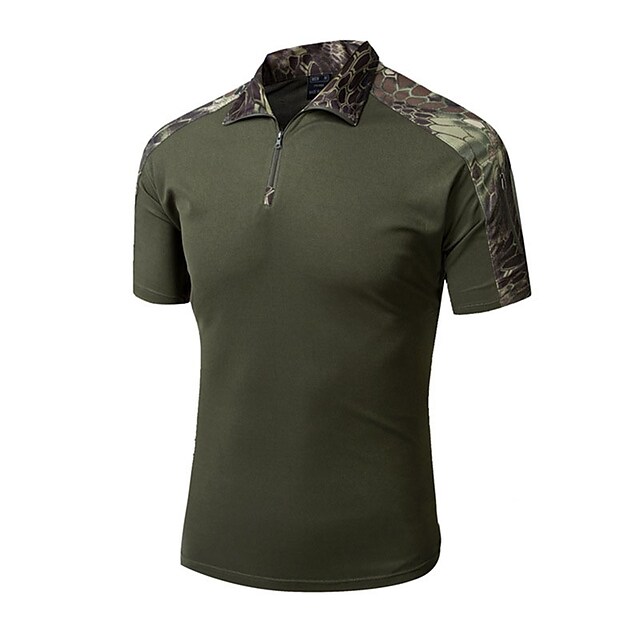 Men's Combat Shirt Hunting T-shirt Tee shirt Camo / Camouflage Short Sleeve Outdoor Summer Well-ventilated Breathable Quick Dry Breathability Top Polyester Camping / Hiking Hunting Fishing Traveling #8315484