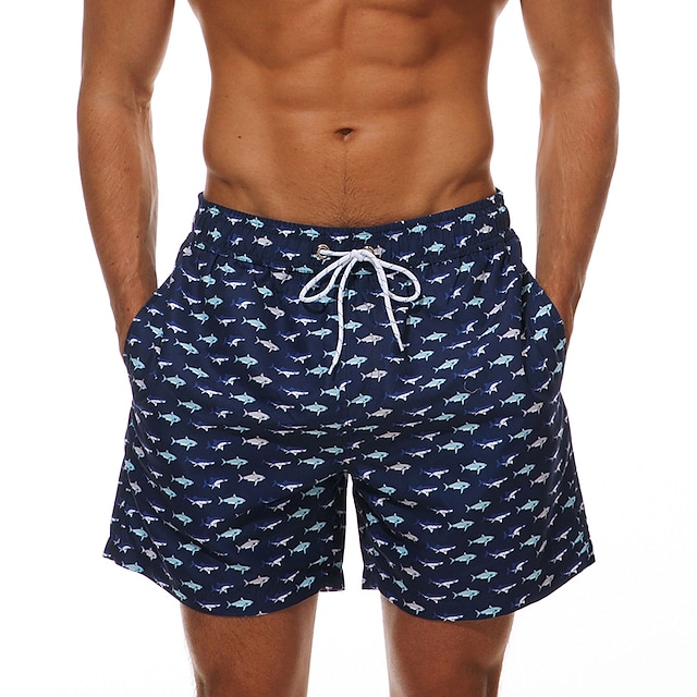 Men's Swim Shorts Swim Trunks Bottoms Quick Dry Inelastic Drawstring - Swimming Surfing Water Sports Optical Illusion Autumn / Fall Summer #8022373