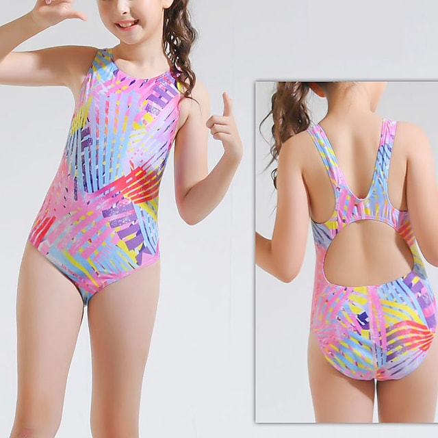 Girls' One Piece Swimsuit Spandex Bodysuit Bathing Suit Breathable Quick Dry Lightweight Stretchy Sleeveless Swimming Surfing Beach Water Sports Painting Summer #8698678