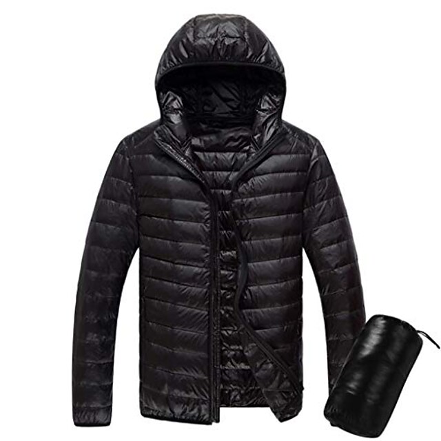 men's ultra-light hooded down jacket quilted packable puffer jacket lightweight casual jacket portable windproof thermal warm breathable coat black #8372835