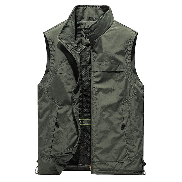 Men's Fishing Vest Hiking Vest Outerwear Jacket Top Outdoor Breathable Lightweight Soft Comfortable Spring Summer Black khaki Army Green Fishing Climbing Running #9024373