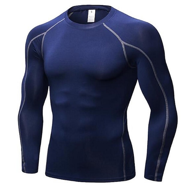 YUERLIAN Men's Long Sleeve Compression Shirt Tee Tshirt Sweatshirt Base Layer Top Athletic Elastane Quick Dry Breathability Lightweight Fitness Gym Workout Exercise Sportswear Burgundy Dark Navy #6560989