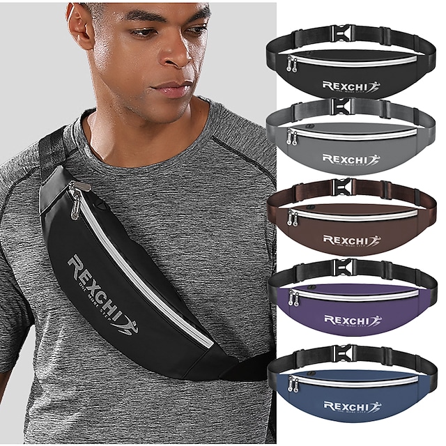 Hiking Waist Bag Rain Waterproof Wearable Lightweight Reflective Trim Outdoor Fitness Hiking Bike / Bicycle Jogging PU(Polyurethane) Multi color Purple Navy Blue #8404197