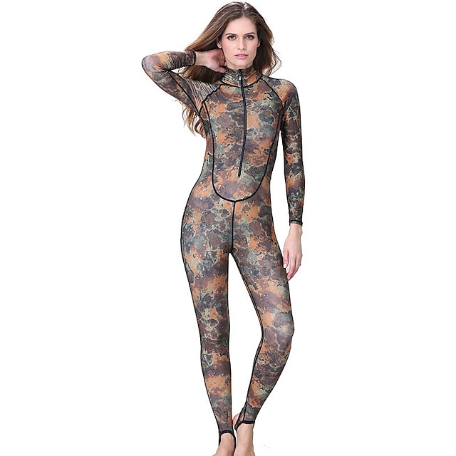 Dive&Sail Women's Rash Guard Dive Skin Suit Swimwear UV Sun Protection UPF50+ Breathable Micro-elastic Full Body Front Zip - Swimming Diving Surfing Snorkeling Camo / Camouflage Autumn / Fall Spring #5083502