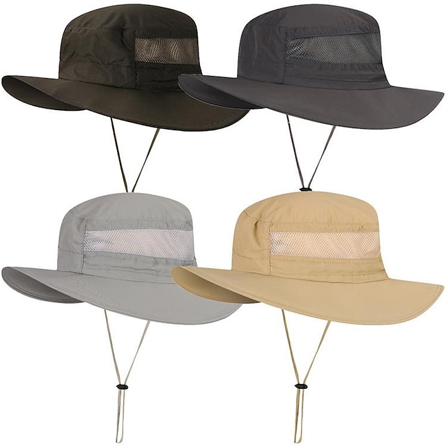 Men's Women's Sun Hat Fisherman Hat Hiking Hat Summer Outdoor UV Sun Protection Breathable Lightweight Soft Green khaki Light Grey for Fishing Climbing Running #9014256