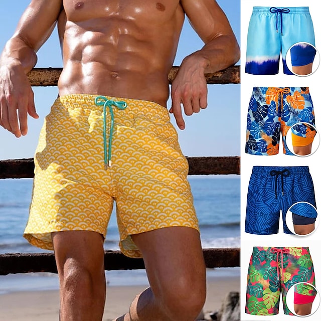 Men's Swim Shorts Swim Trunks Board Shorts Bottoms Breathable Quick Dry Drawstring - Swimming Surfing Beach Water Sports Floral / Botanical Summer #9023209