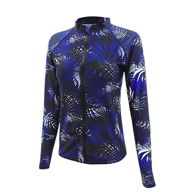 Women's Rash Guard Spandex Swim Shirt UV Sun Protection UPF50+ Breathable Long Sleeve Front Zip - Swimming Surfing Beach Water Sports Floral / Botanical Autumn / Fall Spring Summer / Quick Dry #8579363