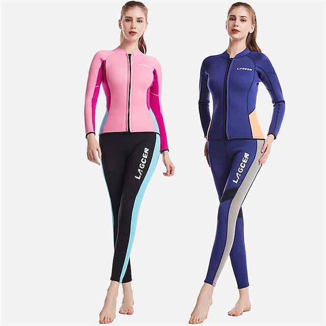 Women's Full Wetsuit 2.5mm SCR Neoprene Diving Suit Thermal Warm Quick Dry Stretchy Long Sleeve 2 Piece Front Zip - Swimming Diving Surfing Scuba Patchwork Autumn / Fall Spring Summer #8438277