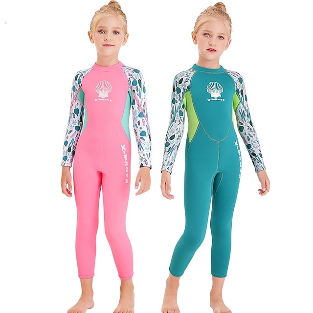 Dive&Sail Girls' Full Wetsuit 2.5mm SCR Neoprene Diving Suit Thermal Warm Quick Dry Stretchy Long Sleeve Back Zip - Swimming Diving Surfing Scuba Patchwork Autumn / Fall Spring Summer #8373706