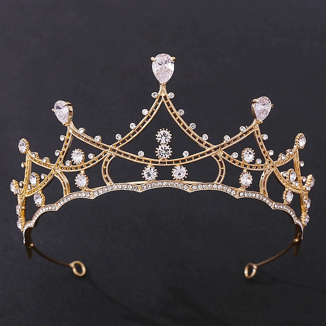 Simple Bridal Alloy Crown Tiaras with Metal 1pc Wedding Headpiece #9024791