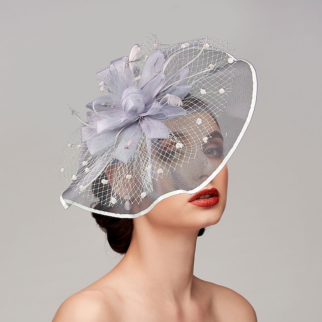 Feathers / Net Fascinators / Hats / Headpiece with Feather / Cap / Flower 1 PC Wedding / Horse Race Headpiece #8972831