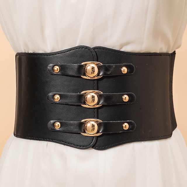 Women's Wide Belt Party Wedding Street Daily Black White Belt Pure Color Red Fall Winter Spring Summer #8637960