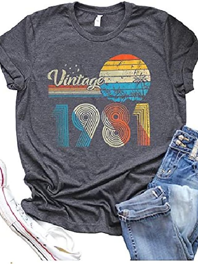 40th birthday gifts women vintage 1981 shirt 40 years of being awesome t-shirt original parts tee retro birthday party tops(gray2-s) #8843323