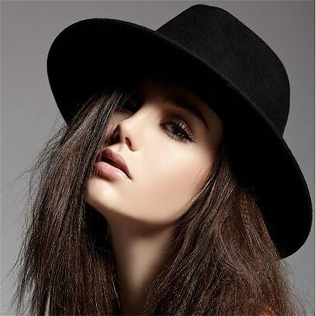 Women's Fedora Hat Party Wedding Daily Pure Color Pure Color Wine Black Hat / Winter / Spring / Vintage #5591557