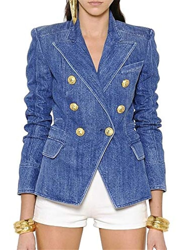 Women's Blazer Solid Color Pocket Chic Modern Long Sleeve Coat Fall Spring Casual Regular Jacket Picture color #8238976