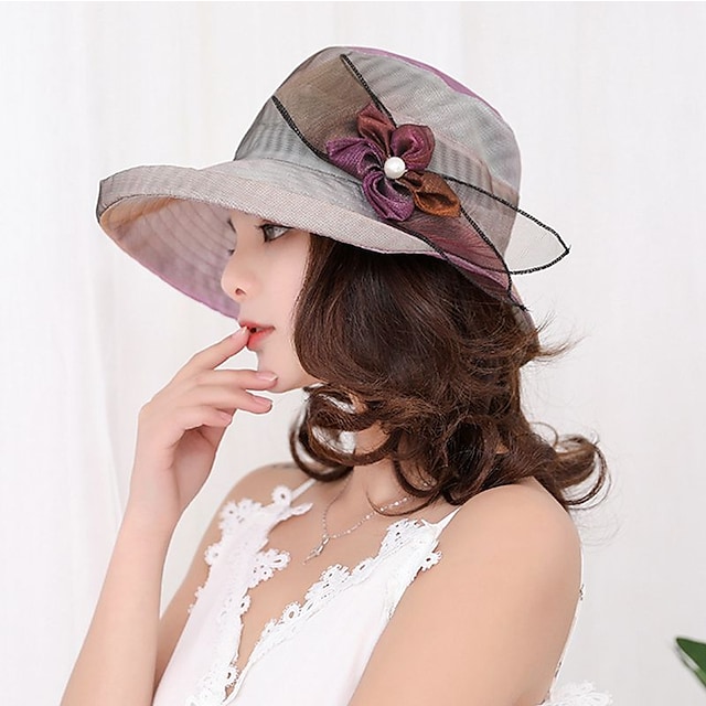 Women's Party Hat Party Wedding Street Flower Lace Solid Colored Beige Purple Hat Fabric Fall Winter Spring Summer #6603224