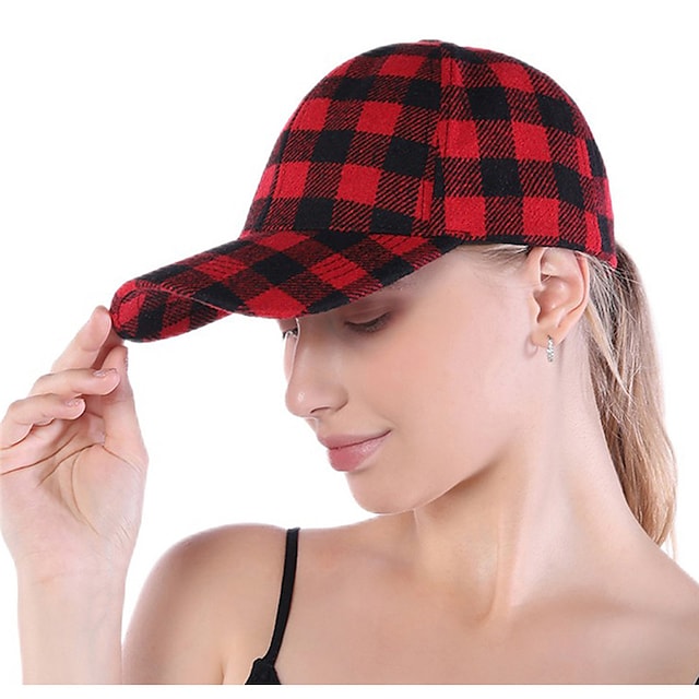 Women's Stylish Baseball Cap Street Dailywear Daily Print Plaid Tie Dye Sunflower Black Red Hat Portable Comfort Breathable / Fall / Winter / Spring / Summer #8956256