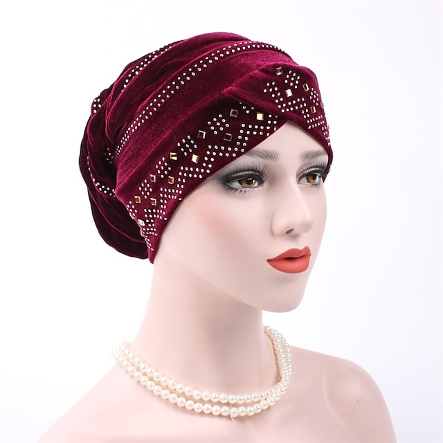 Women's Ethnic Style Beanie / Slouchy Street Dailywear Sequins Round Dots Black Red Hat Portable Warm / Fall / Spring #8849335